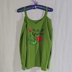Green Long Sleeve Top with Fun Graphic